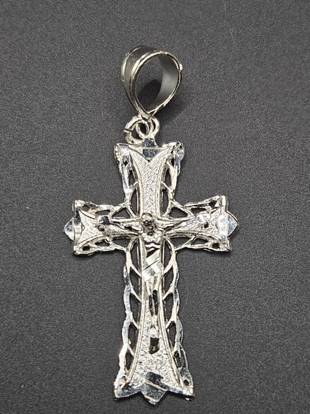 925 sterling silver crucifix pendant diamond cut filigree jesus cross